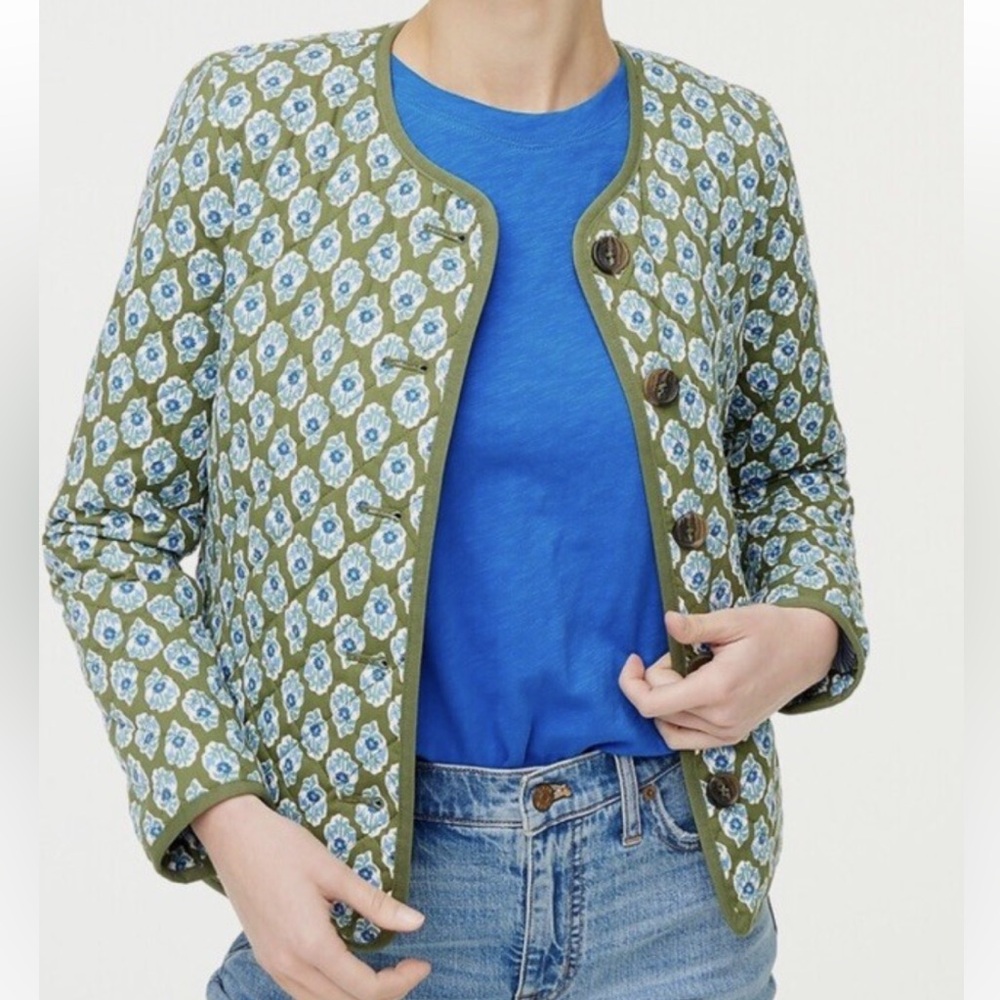 J. Crew Factory Block Print Quilted Jacket